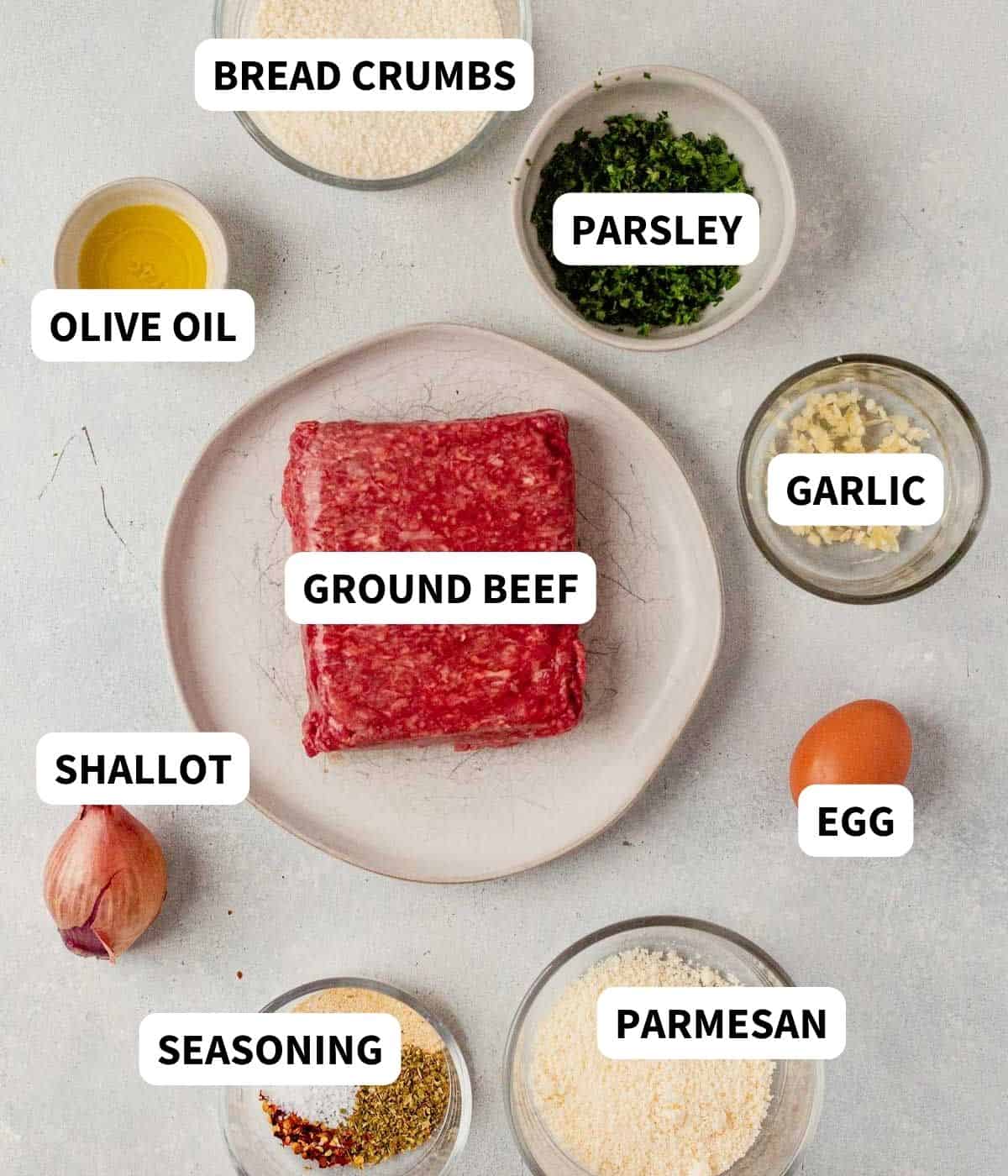 ingredients for air fryer meatballs in a countertop