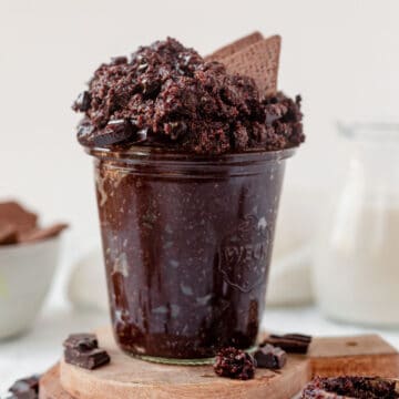 edible brownie batter in a jar