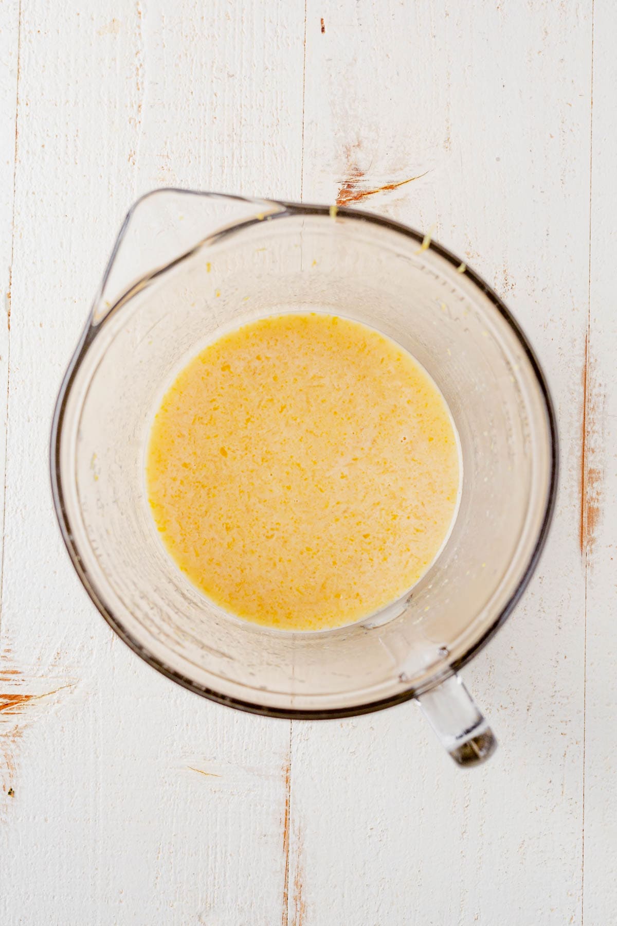lemon juice, eggs, milk, and vanilla in a mixing bowl