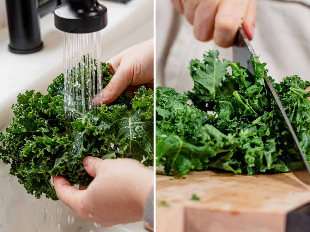 how to wash and chop kale
