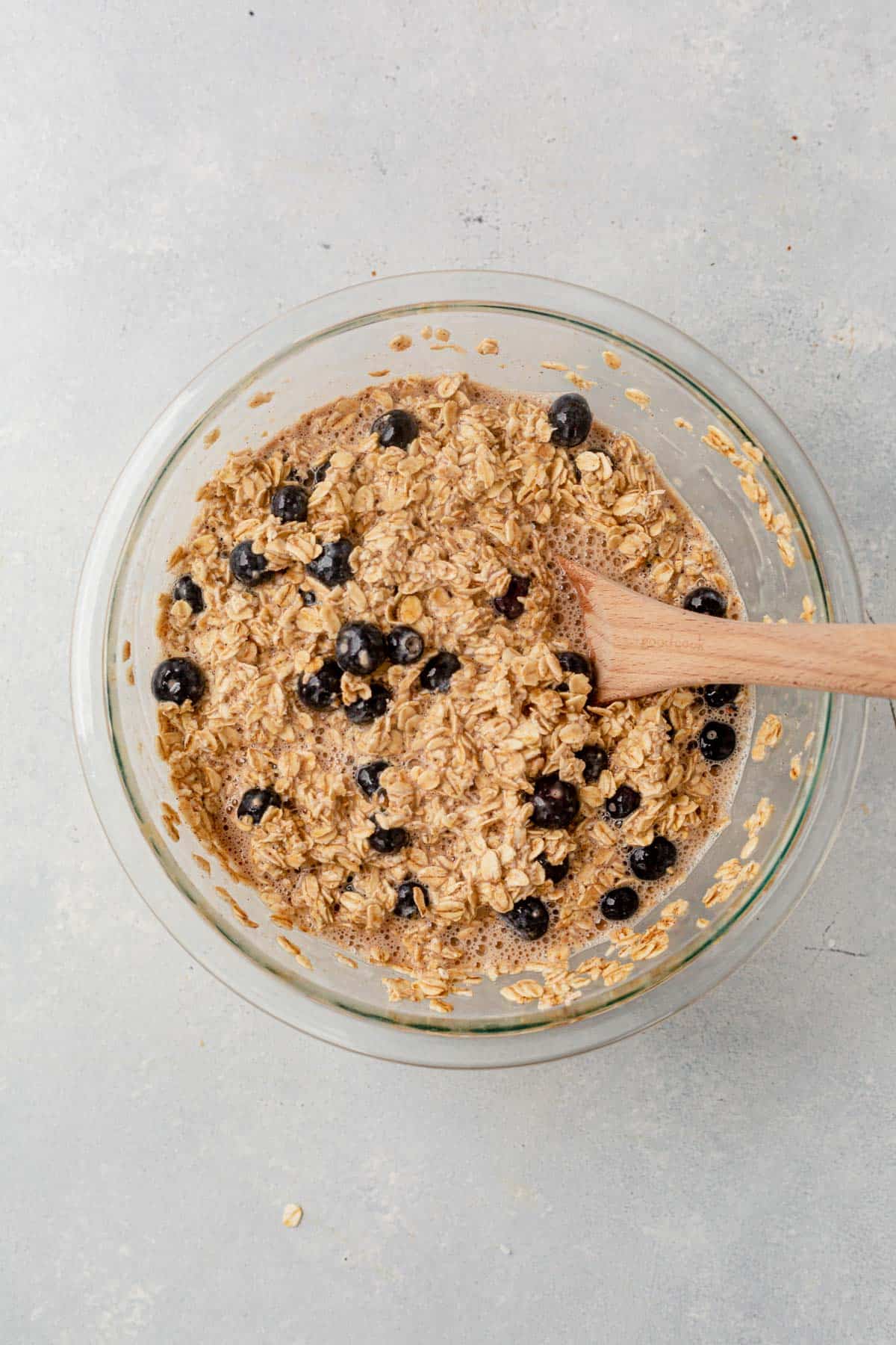 blueberry baked oatmeal batter in a large bowl