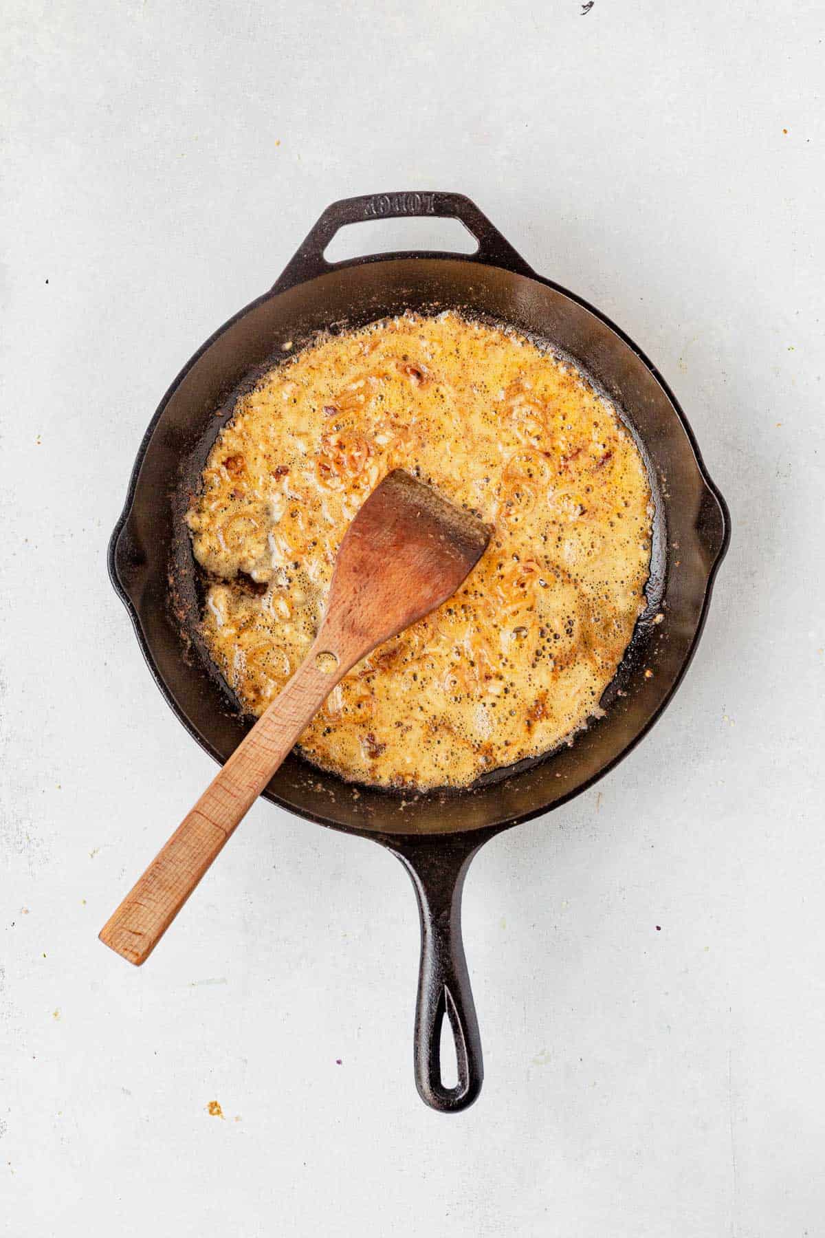 satueed shallots and garlic in butter