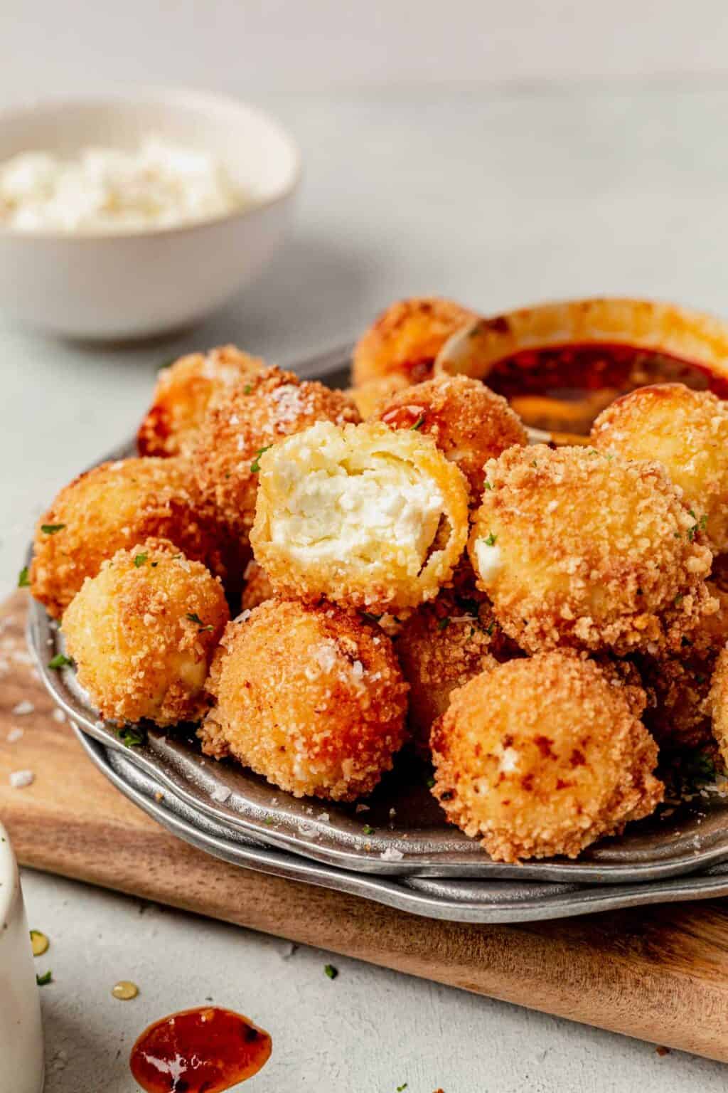 Easy Fried Goat Cheese Balls with Honey