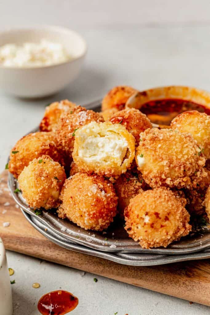 Easy Fried Goat Cheese Balls with Honey