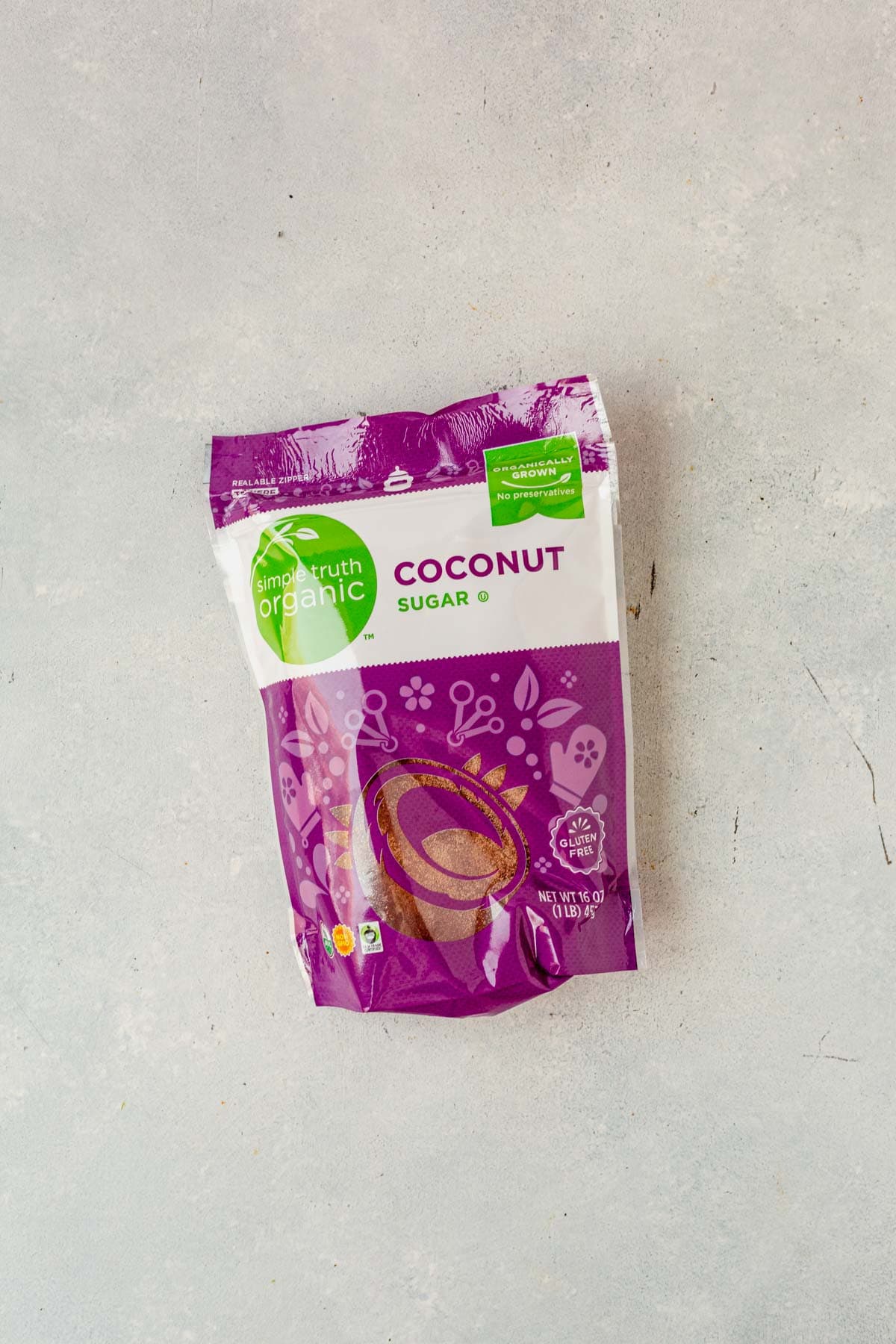 a bag of coconut sugar on a countertop