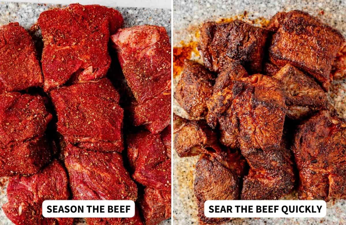 how to season and sear mexican shredded beef