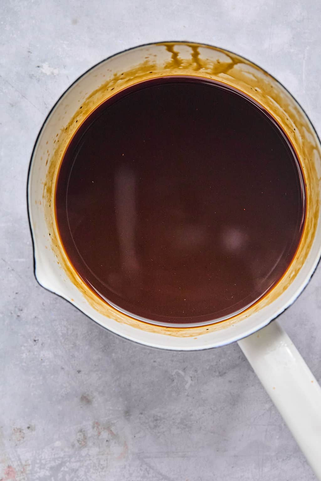 caramel simple syrup in a saucepan.