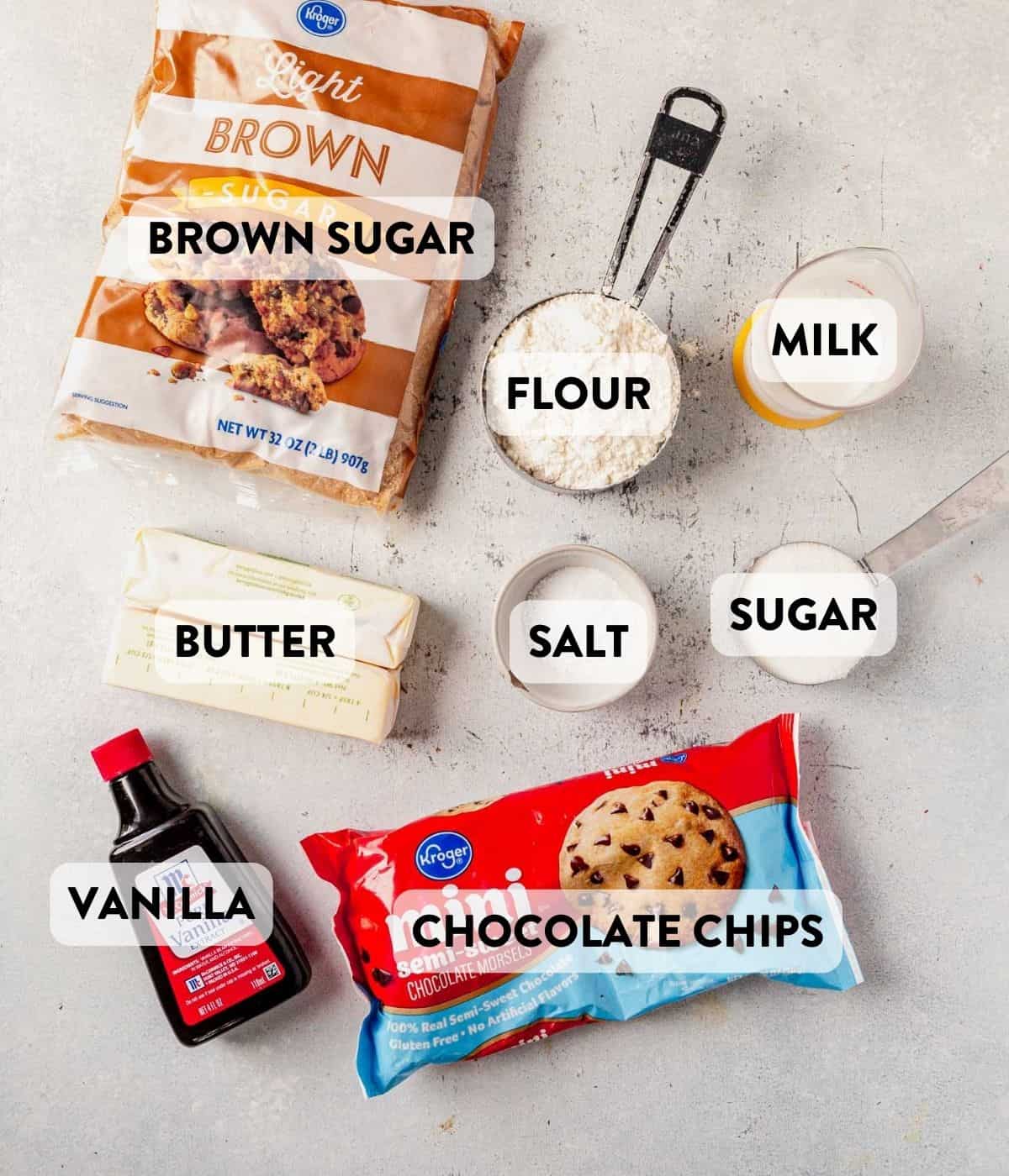 edible cookie dough ingredients on a countertop