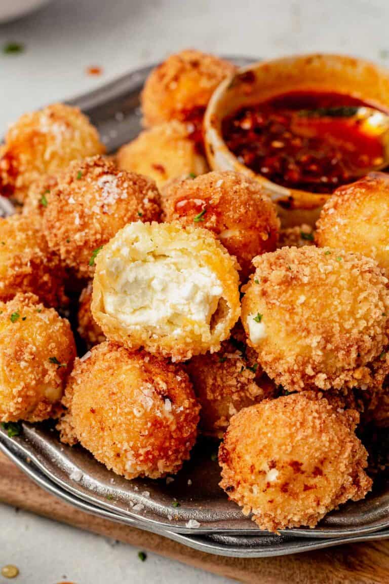 Easy Fried Goat Cheese Balls with Honey