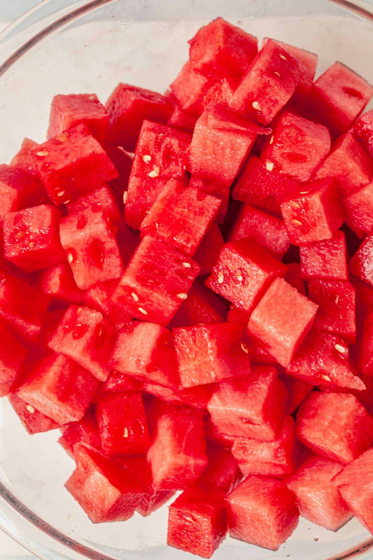watermelon cubes in a bowl