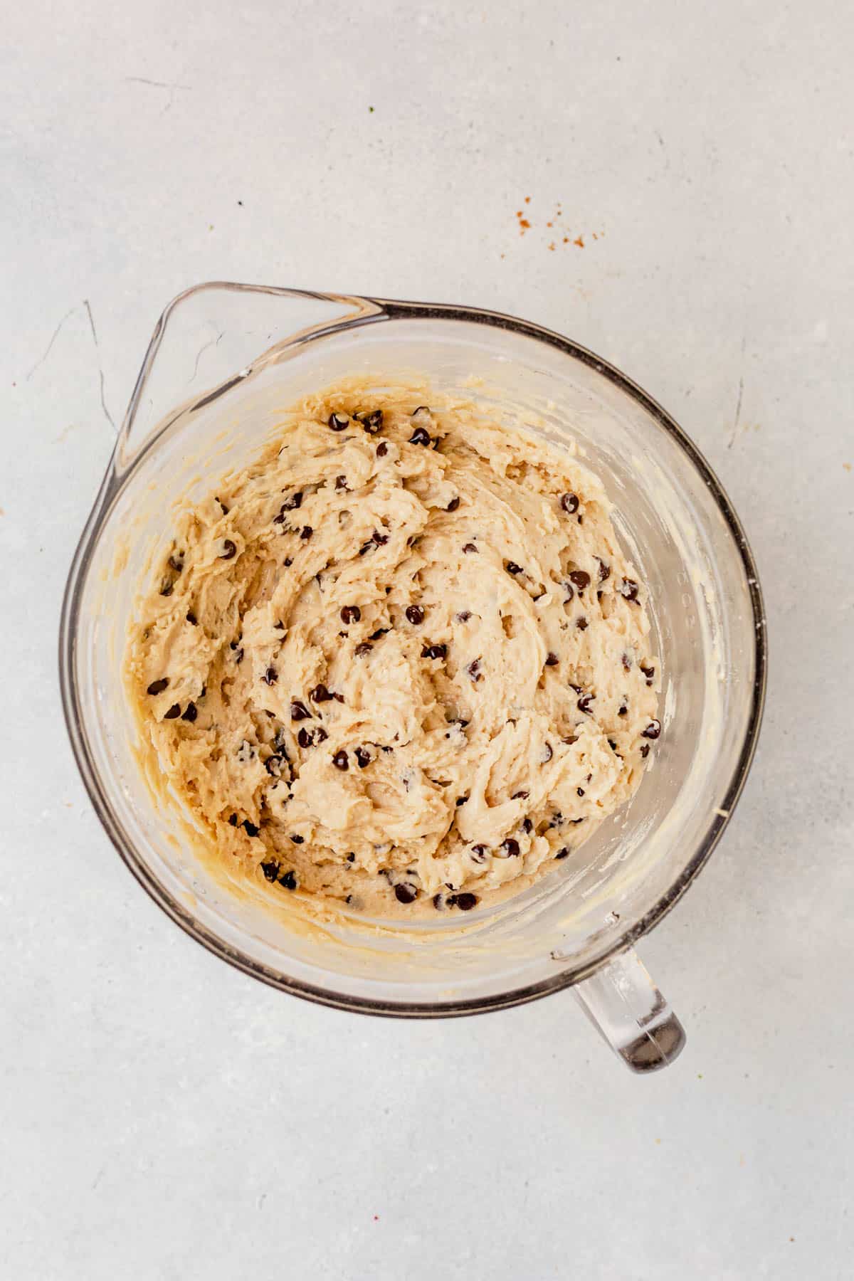 chocolate chip muffin batter with yogurt