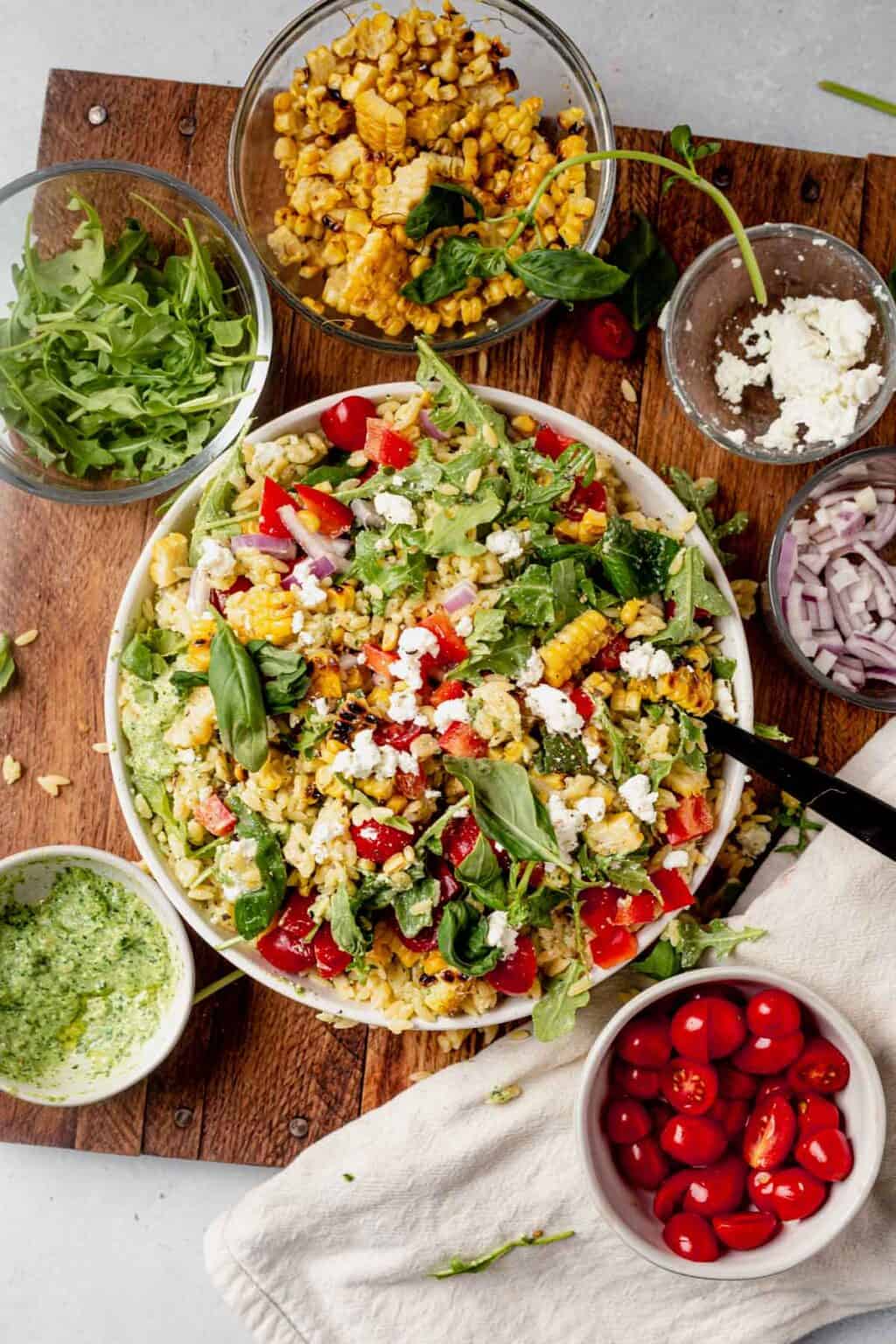 Summer Orzo Pasta Salad With Basil Pesto And Goat Cheese 9821