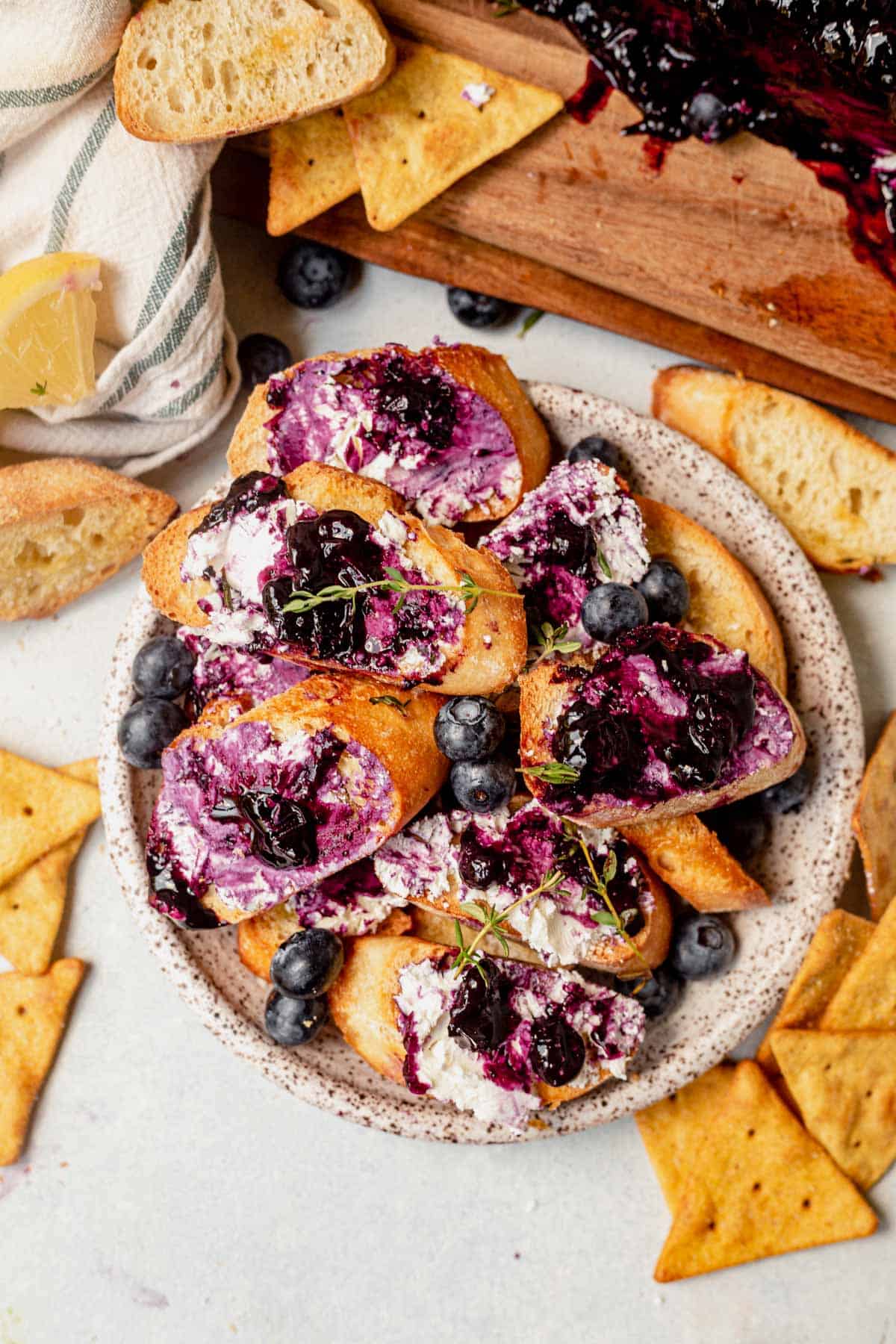 blueberry goat cheese on crostinis