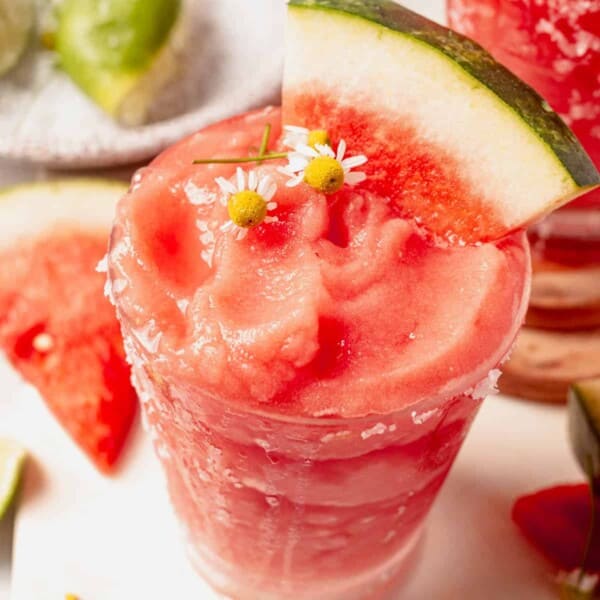 frozen watermelon margarita in a glass