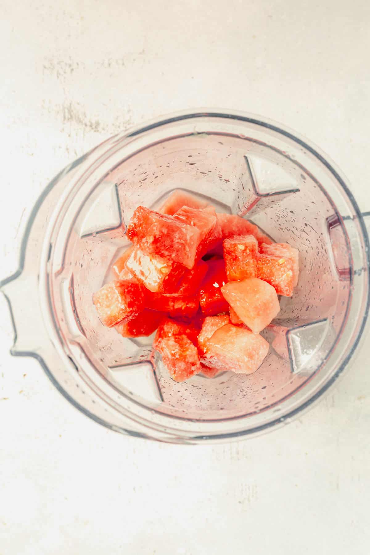 watermelon margarita ingredients in a blender