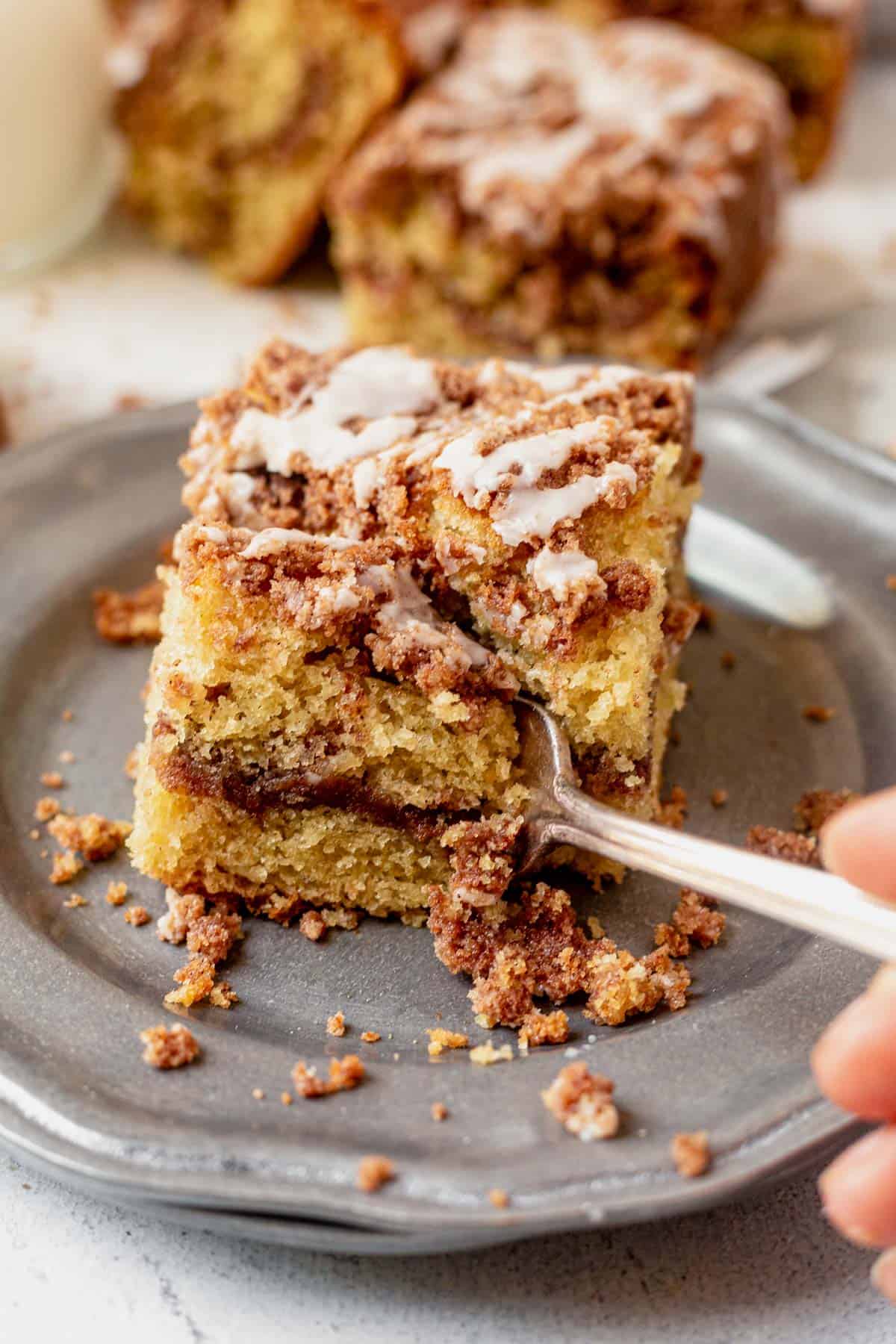 how easily a fork cuts through gluten free coffee cake