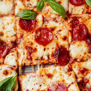 gluten free pizza recipe cut into squares