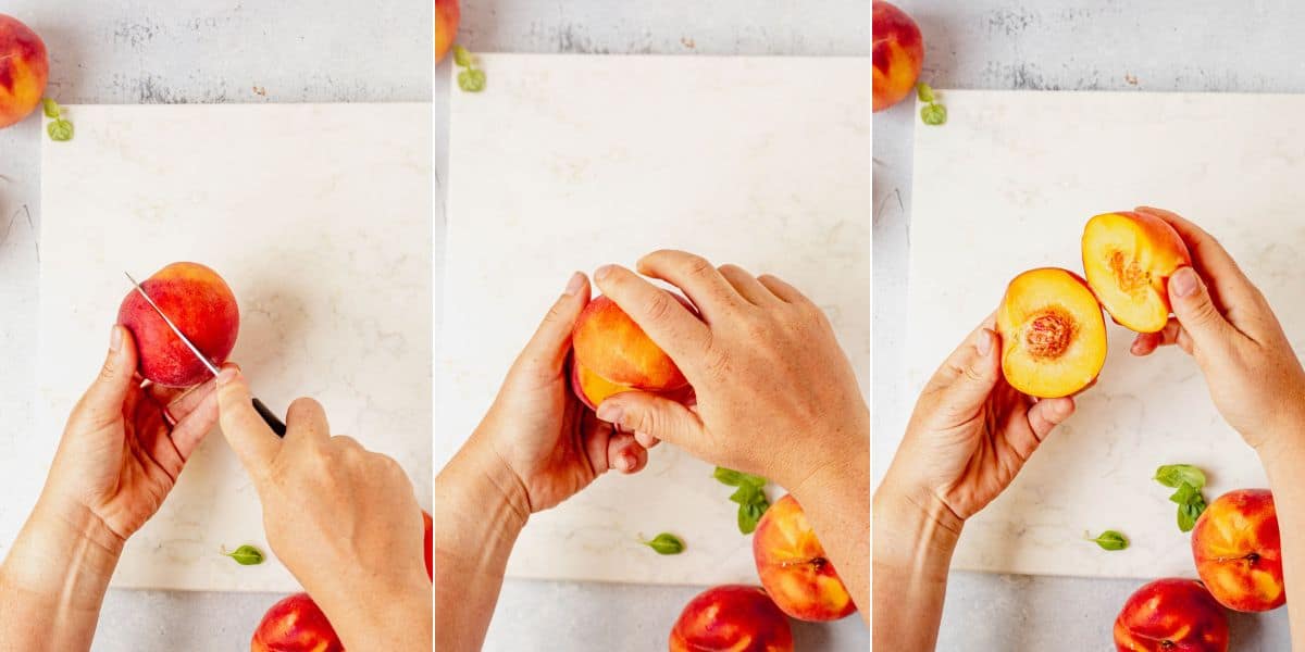 how to cut a peach in half