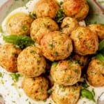 healthy recipe for baked chicken greek meatballs with whipped feta