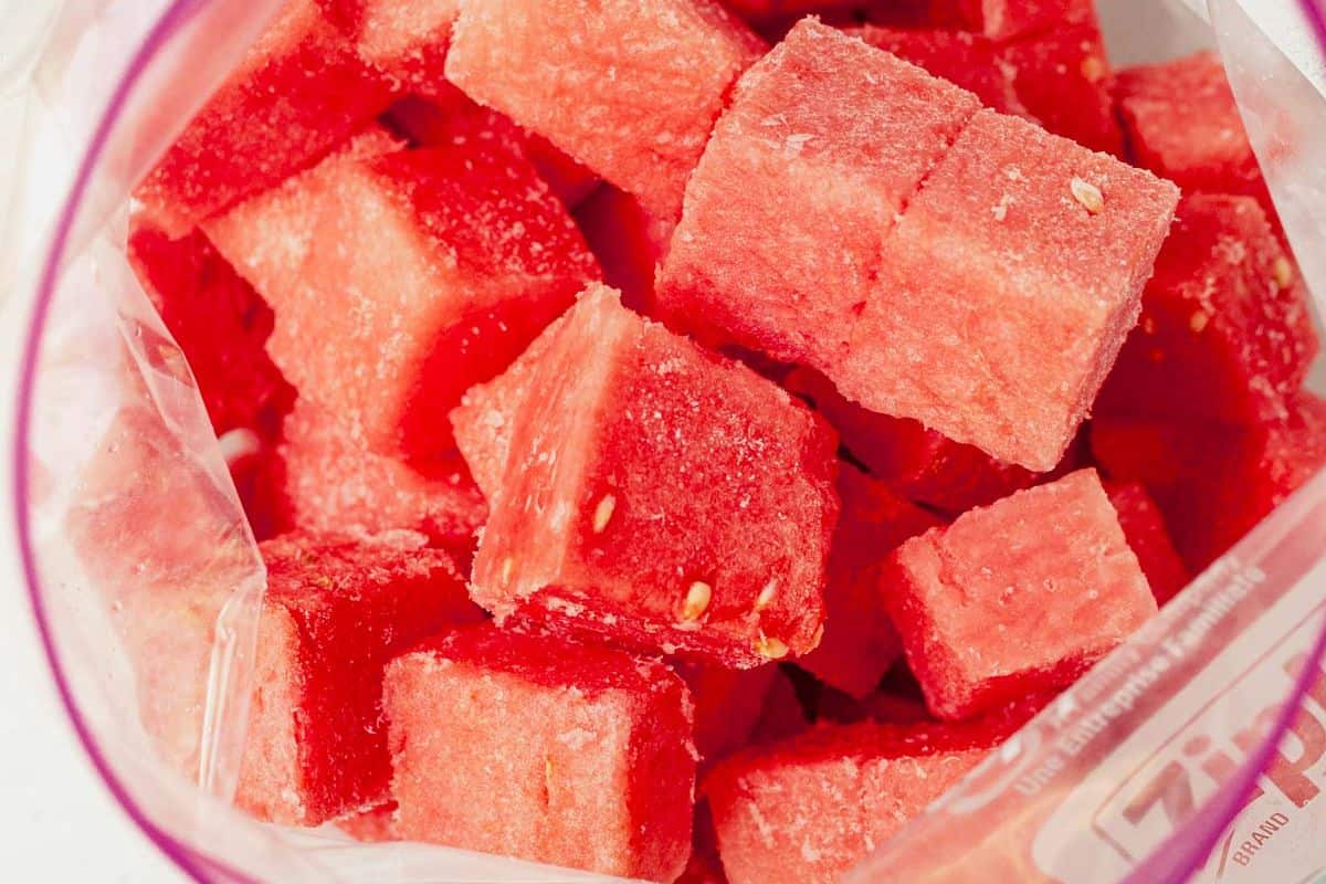 frozen watermelon in a plastic bag