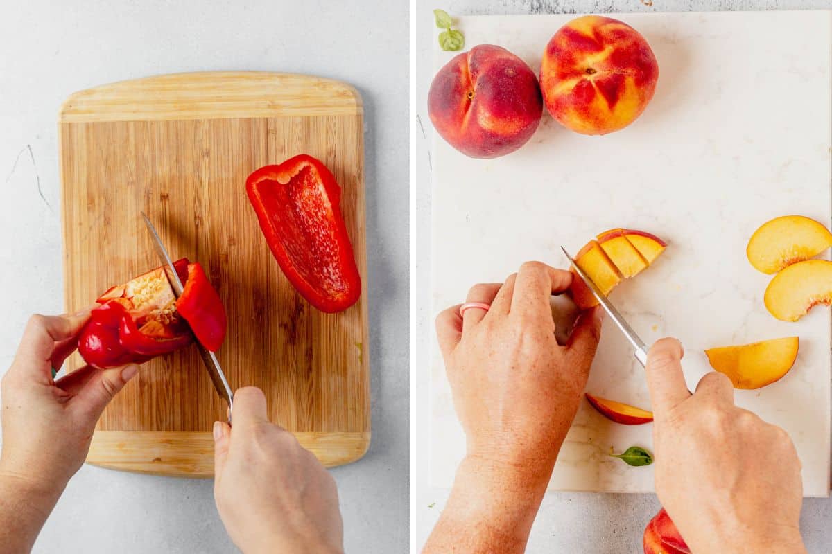how to chop peppers and peaches