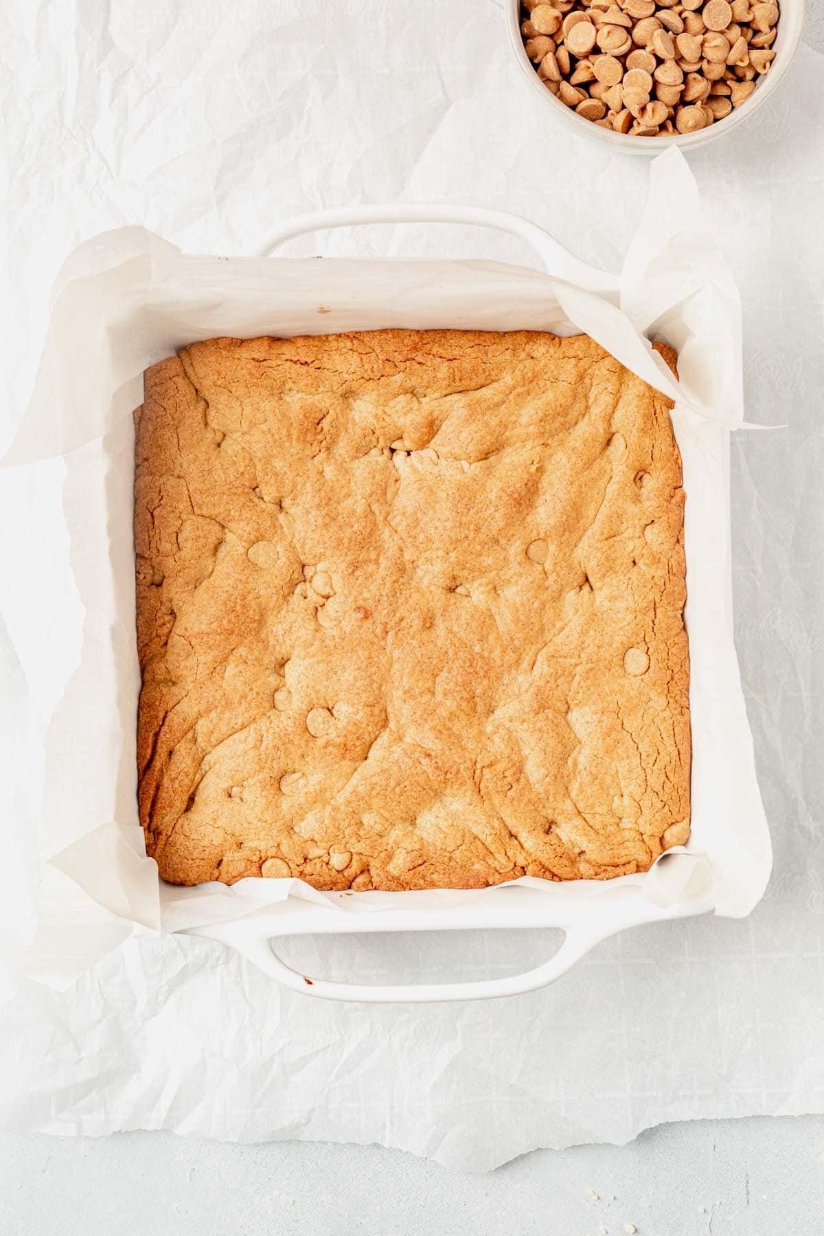 fresh baked peanut butter cookie bars.