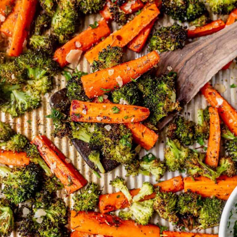 Easy Roasted Broccoli And Carrots With Parmesan