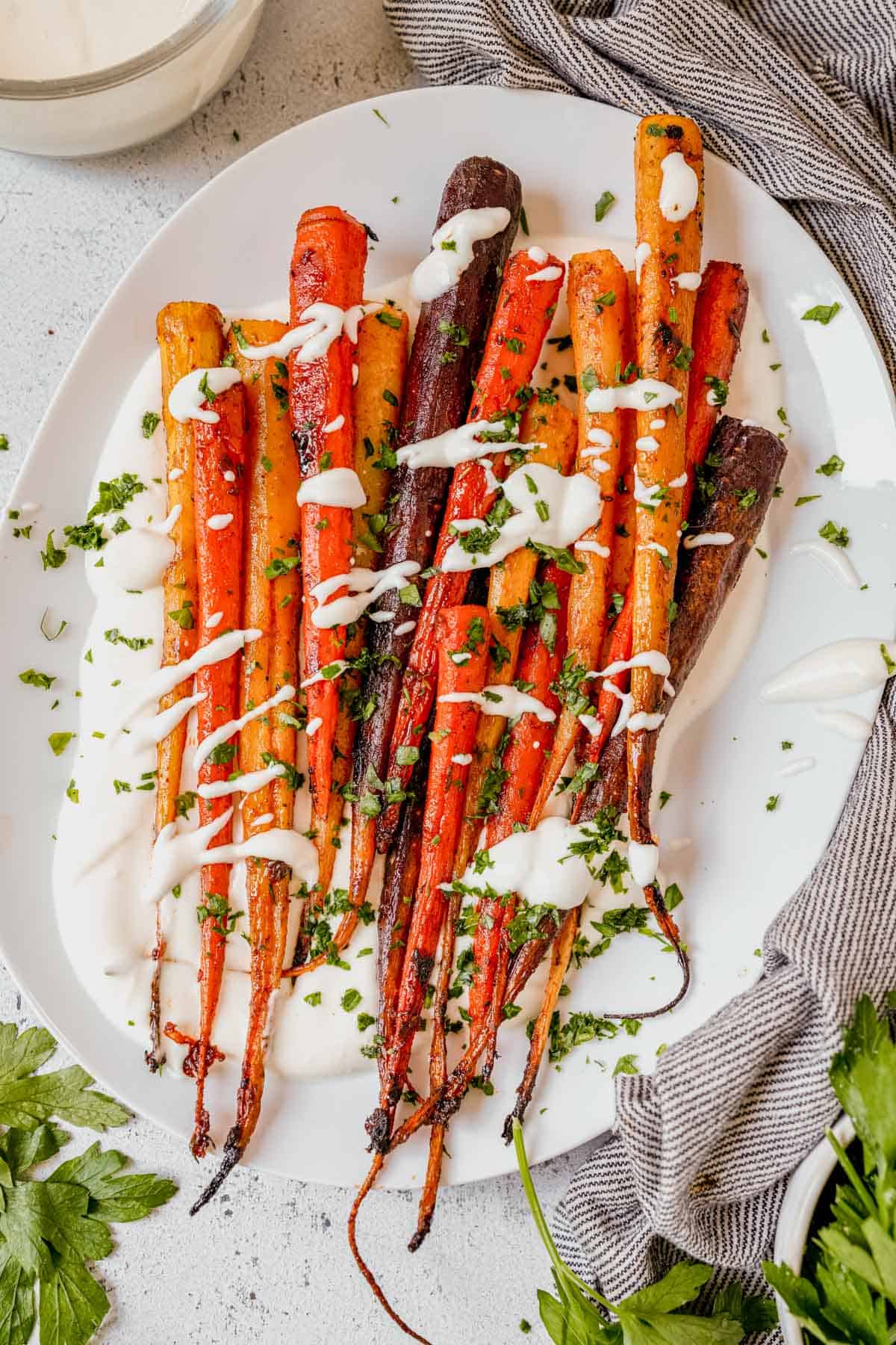 roasted rainbow carrots with whipped feta