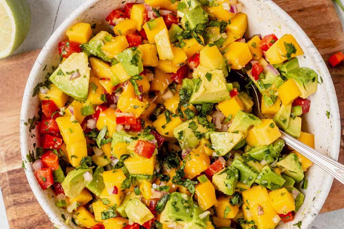 avocado mango salsa in a bowl