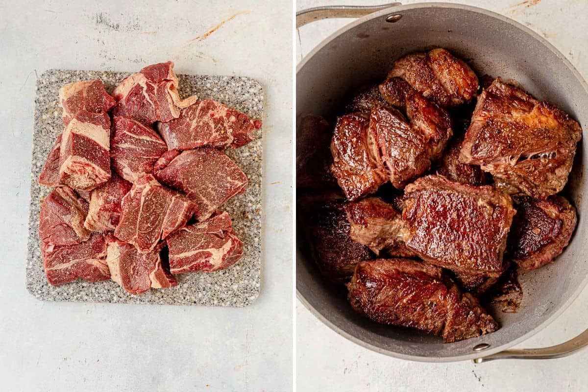 how to sear beef for birria tacos