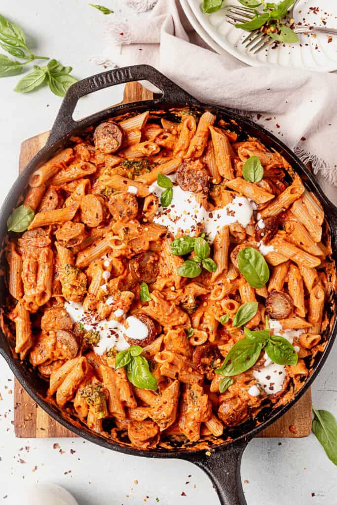 Creamy Chicken Sausage Pasta | What Molly Made