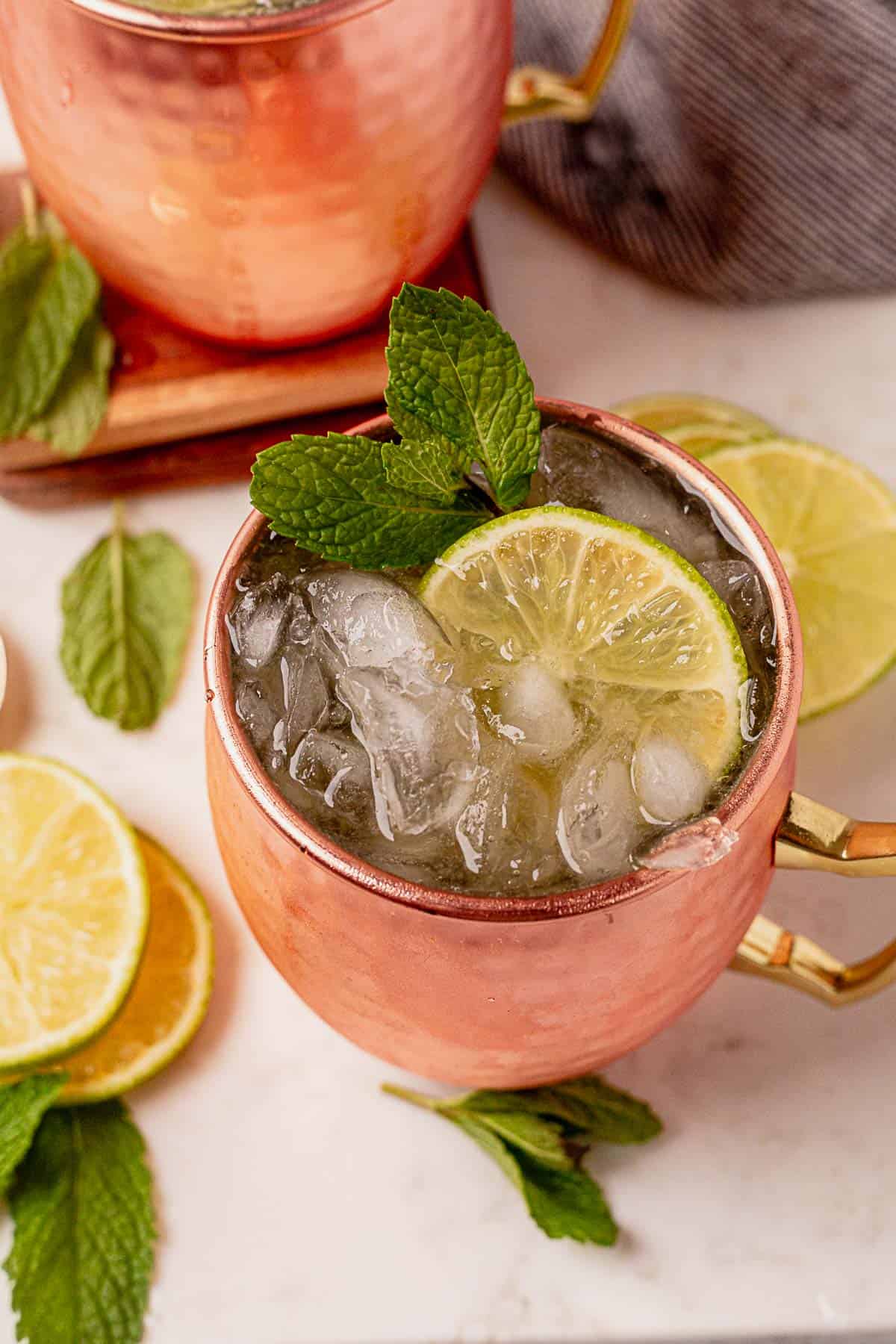irish mule with lime and mint