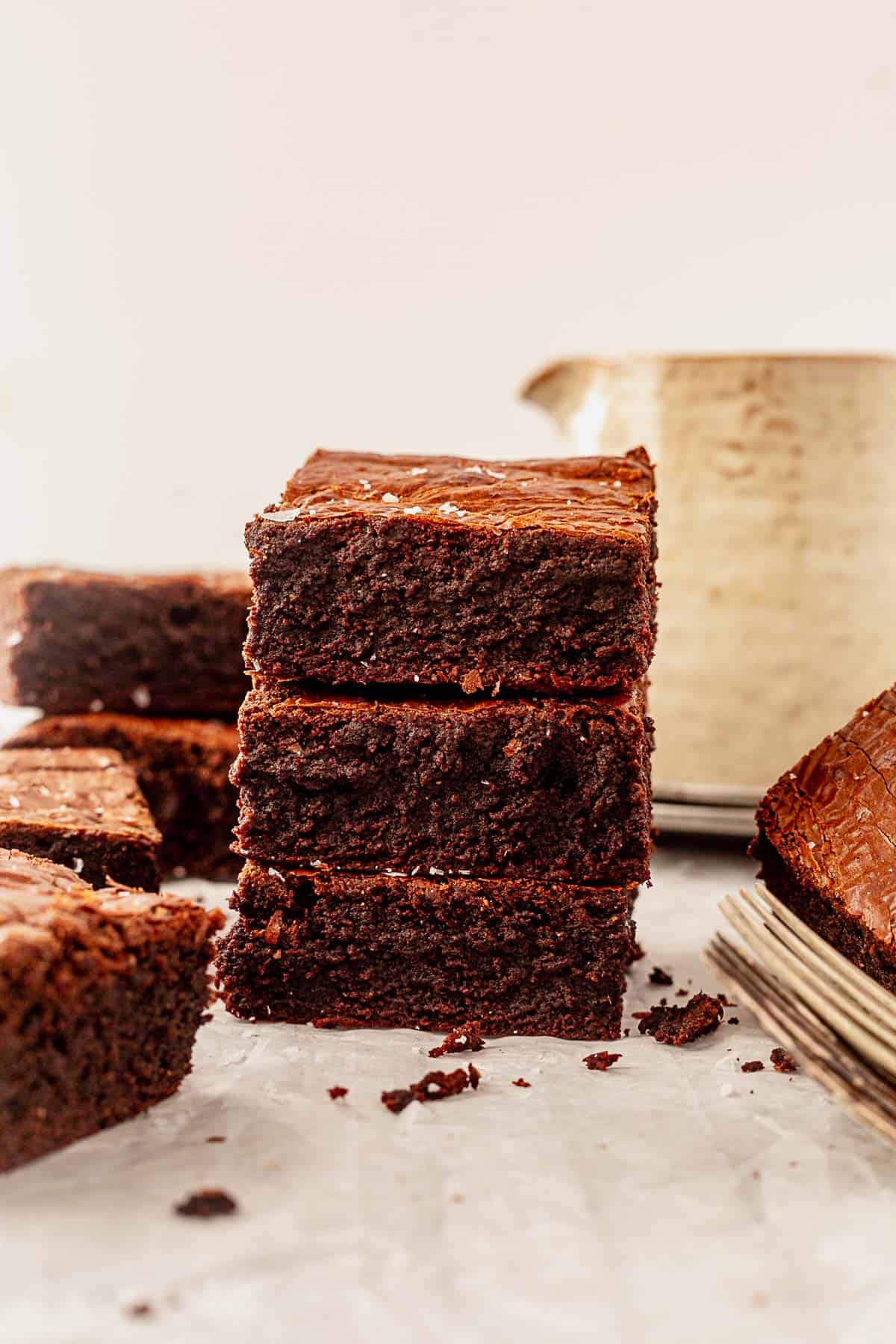 3 paleo brownies stacked together