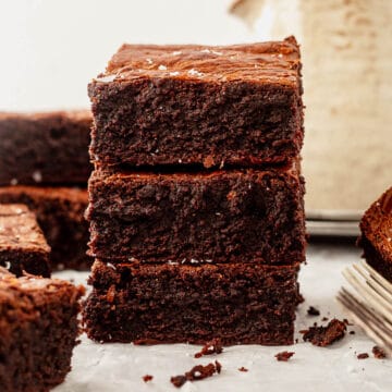 a stack of three paleo brownies
