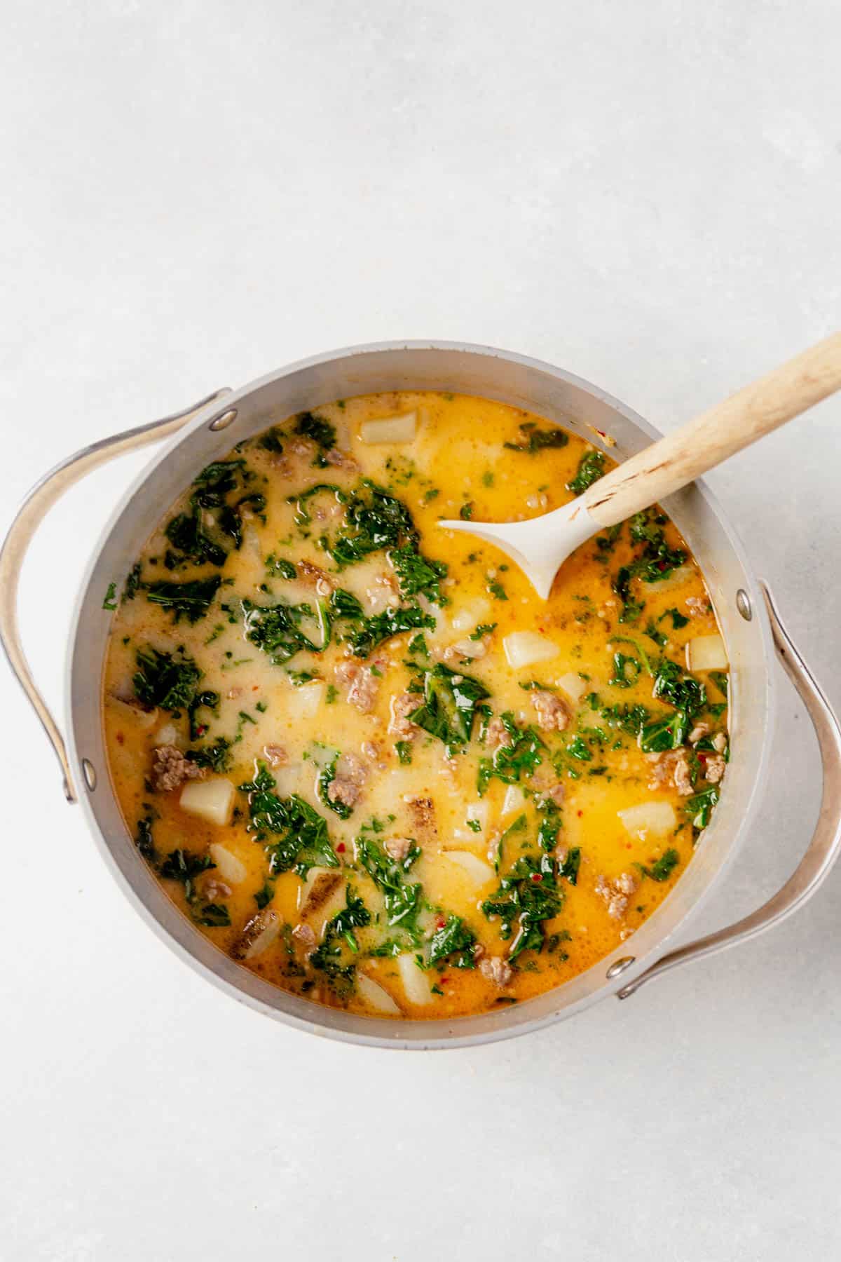 whole30 zuppa toscana in a large pot