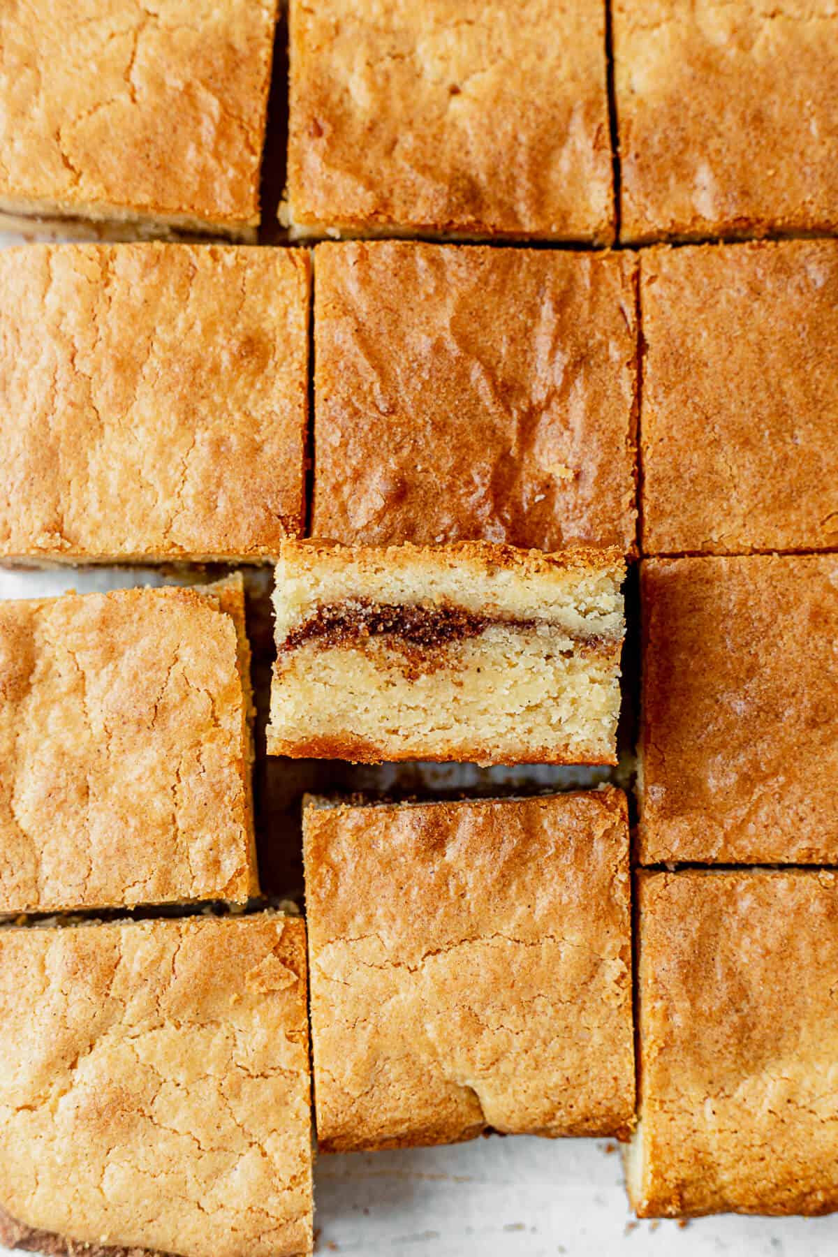 chai blondie squares on parchment paper