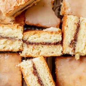 a tray of white chocolate brownies