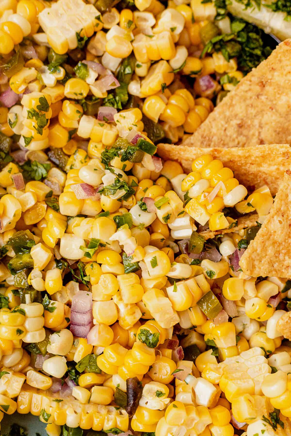 homemade chipotle corn salsa with chips
