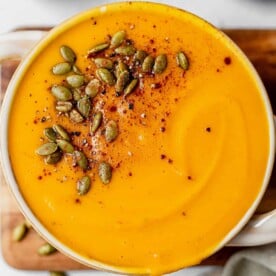 a bowl of panera autumn squash soup