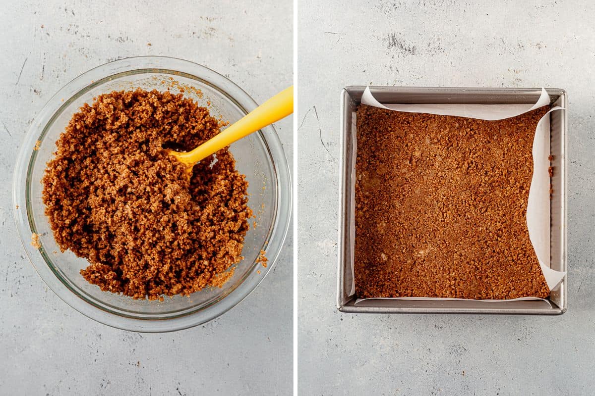 pumpkin pie bar crust pressed into a pan