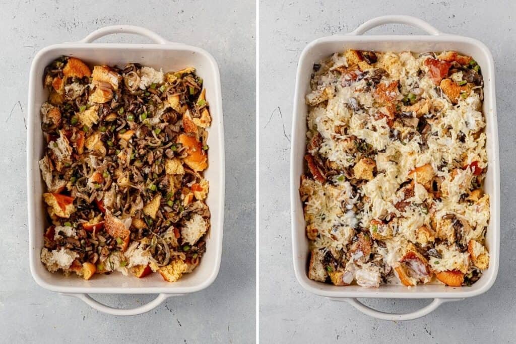 Savory Bread Pudding with Mushrooms and Gruyere Cheese