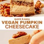 vegan pumpkin cheesecake pin with text