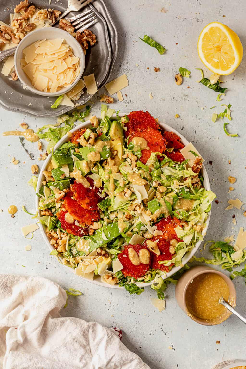 Shredded Brussels Sprout Caesar Salad Recipe