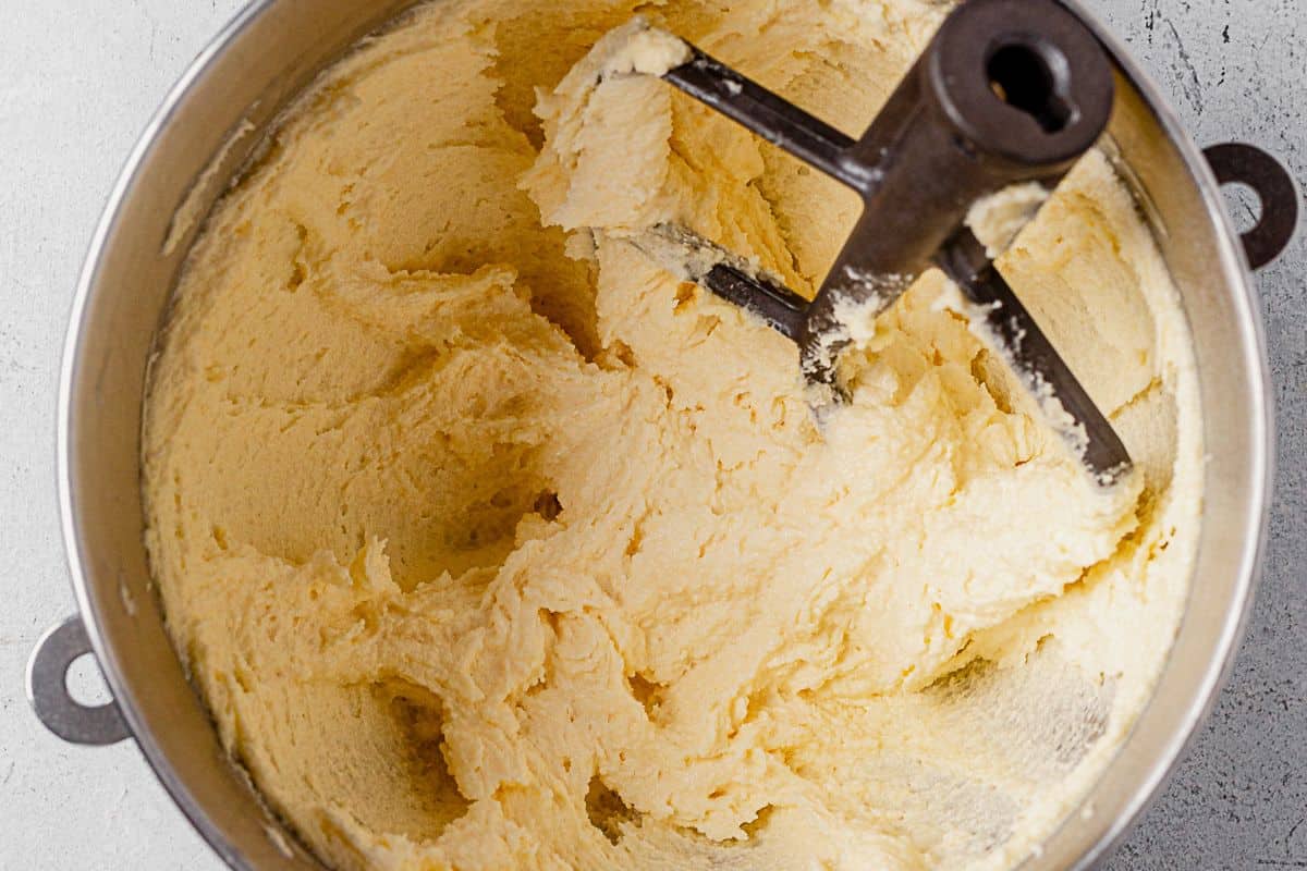 butter and shortening whipped in a stand mixer