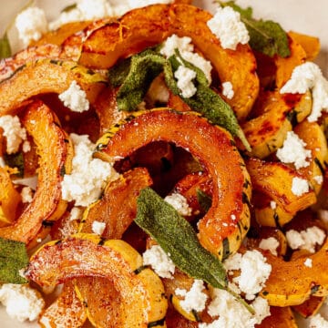 golden brown delicata squash with sage and ricotta