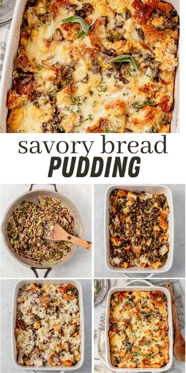 Savory Bread Pudding with Mushrooms and Gruyere Cheese