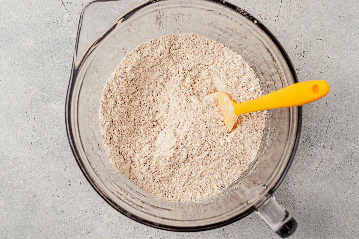 ground hazelnuts, flour, and salt in a bowl
