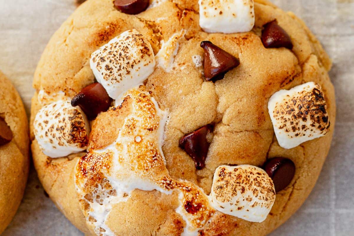 peanut butter pudding cookies with marshmallows and chocolate chips