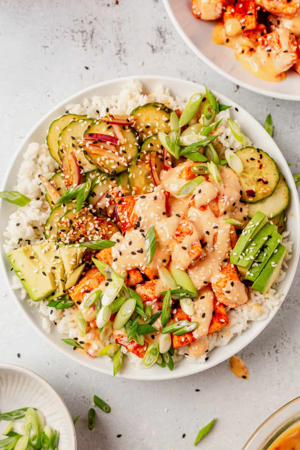 Bang Bang Salmon Bites Bowls (Air Fryer and Oven)