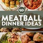 6 images of meatballs dinners